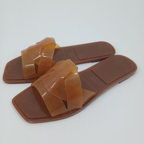 Zara Slides Sandals Womens EU 40 US 9 Flats Beach Pool Resortwear Aesthetic - Picture 3 of 6